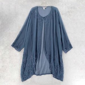 Silhouettes Kimono Womens 26 Long Line Vest Cover Up‎ Shawl Sequin Bling